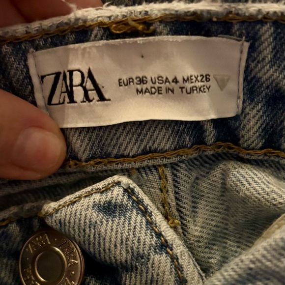 Zara High Rise Straight Denim Jeans with Raw Hemline Size 4 - Picture 3 of 5